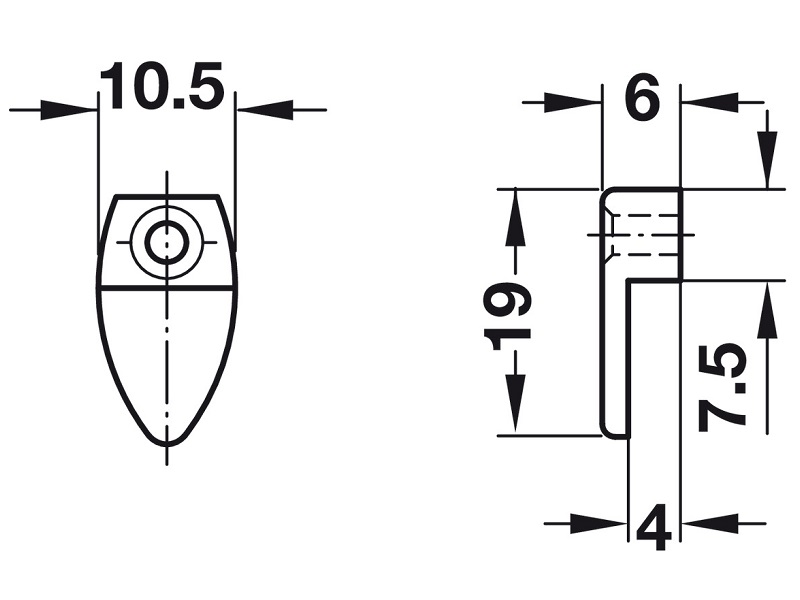 -Soporte para espejo de plástico transparente de forma ovalada 3/16 in - 291.09.402