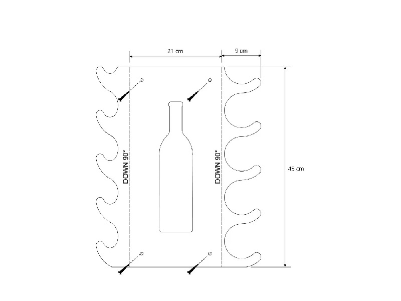 Vinera de pared para 5 botellas negro mate  8-1/4 in x 17-3/4 in - HSV001-00--