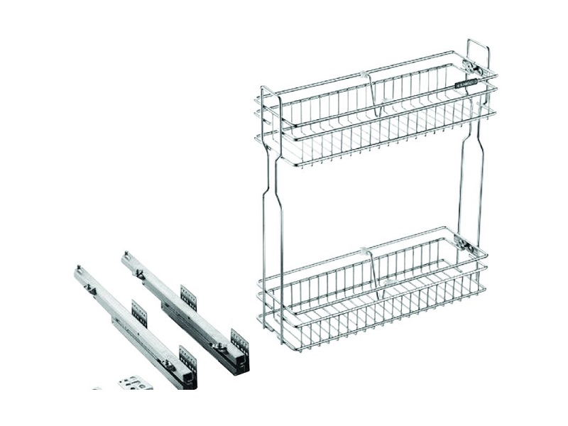 Spice rack extraíble de 2 pisos, cierre lento, instalación lateral del lado izquierdo IMEX - 304098-L - 4-1/16 x 17-3/4 x 19-11/16 in