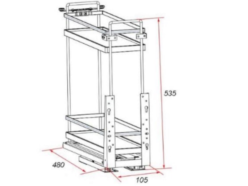 Módulo extraible de 2 niveles gris antracita correderas cierre lento marca Bonuit - HSO268-15 - 4-1/8 x 18-7/8 x 21-1/16 in