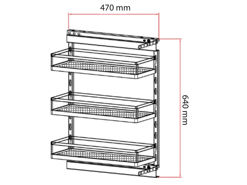 Módulo extraíble de 3 niveles gris antracita correderas cierre lento marca Bonuit - HSO319-15 - 4-5/16 x 18-1/2 x 21-7/16 in