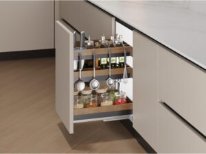 Spice rack extraíble de 3 pisos, cierre lento, marca Trebol - ACF025 - 12-3/8 x 18-1/8 x 18-25/32 in