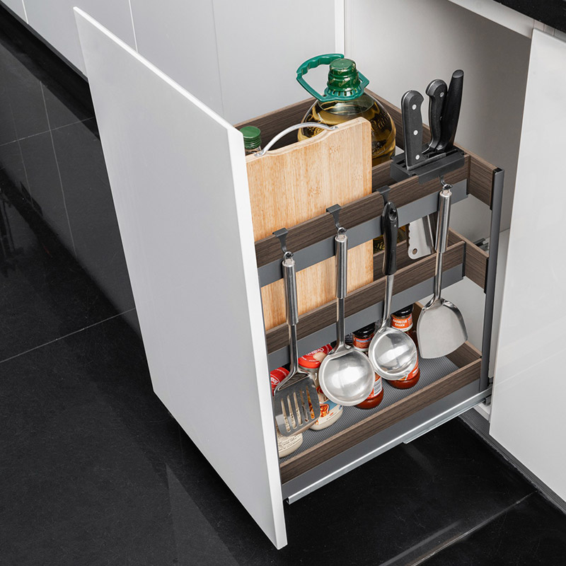 Spice rack extraíble de 3 pisos, cierre lento, marca Trebol - ACF025 - 12-3/8 x 18-1/8 x 18-25/32 in