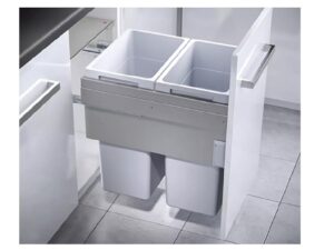Zafacón doble gris que sale con la puerta 2x37 QT cierre lento montaje bajo marca Hilo - 502.77.532