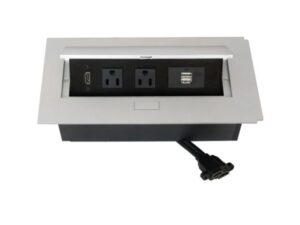 Multiplug eléctrico y de data elevable. 2 tomas de corriente, 1 puerto HDMI y 2 puertos USB. Color plata - HFF518-00