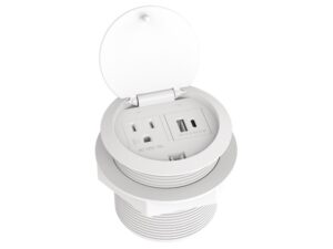 Estación para conexión eléctrica elevable color blanco. 2 toma de corriente, 1 conector USB-A y 1 USB-C - 822.99.360