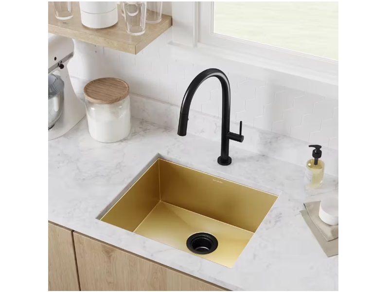 Fregadero Luxury undermount sencillo cuadrado oro 23 in x 18 in