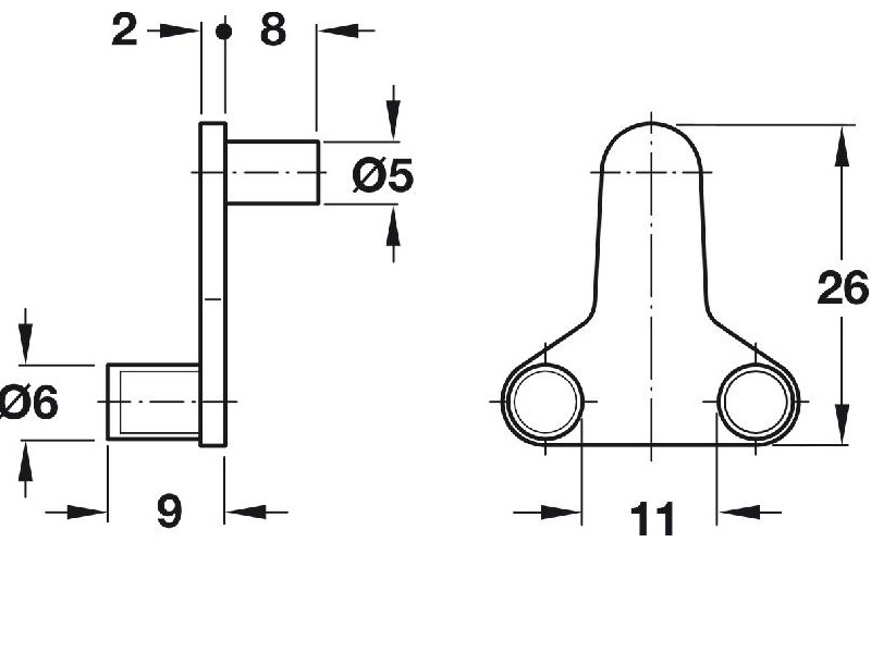 Soporte de zinc para tablillas de cristal Ø5 mm - 282.23.716