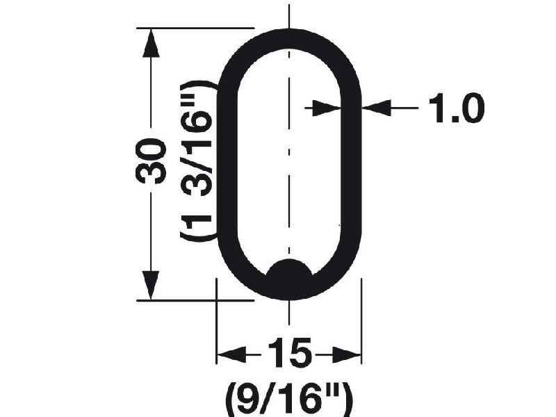 Tubo de closet ovalado cromeado de 8 ft - 801.13.201 - 1546-8