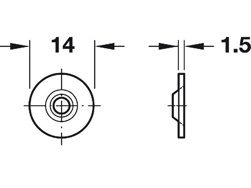 Placa metálica redonda para cerradores de puerta de imán, 14mm de diámetro - 245.63.988