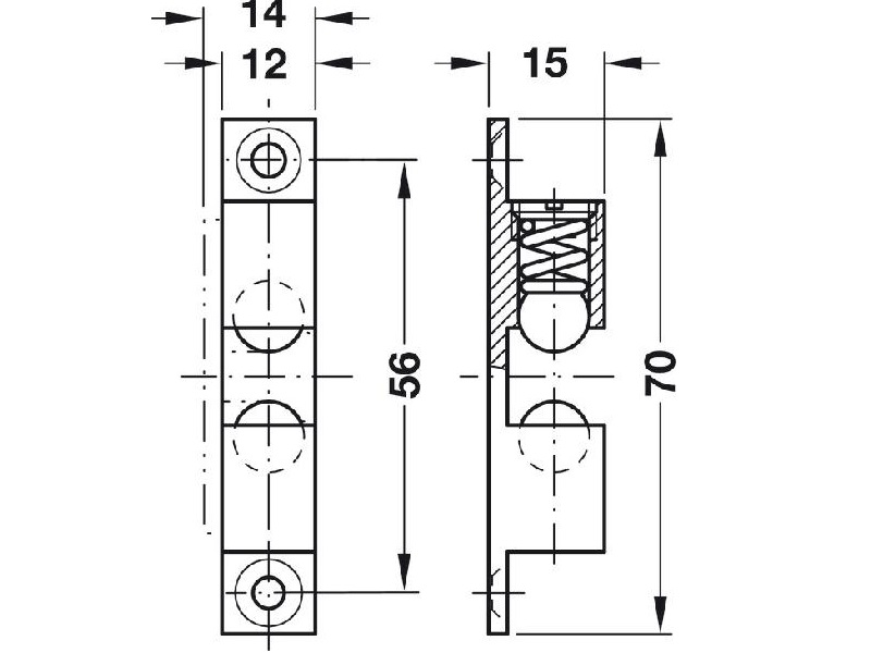 Pestillo de bolas de bronce con ajuste de presión 70 mm - 244.20.017