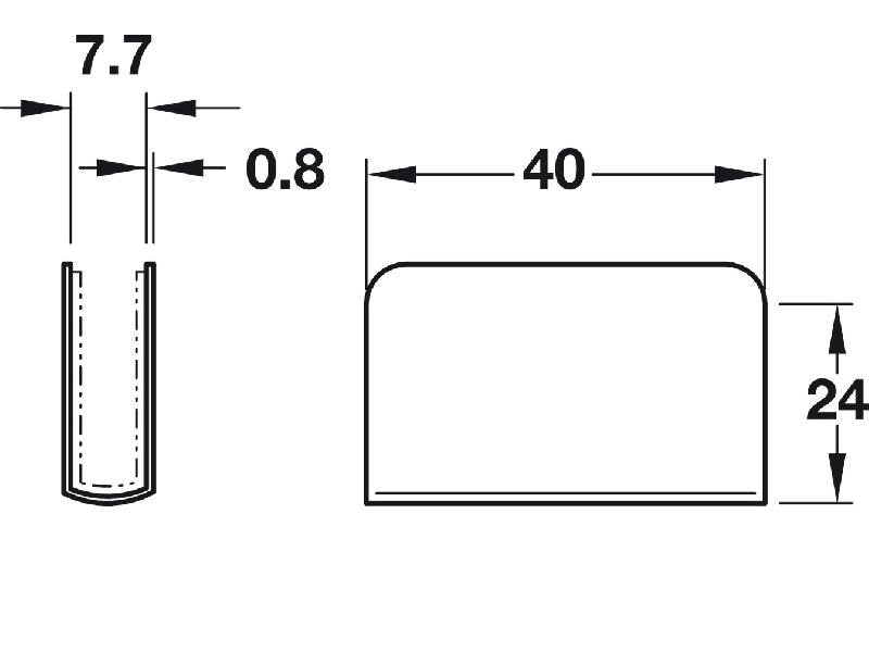 Placa metálica rectangular para cerradores de puerta de imán - 245.63.228