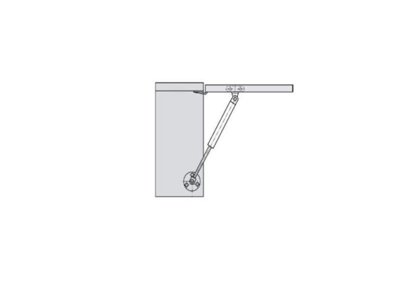 Pistón de gas para puertas de madera, PVC o aluminio, 80N