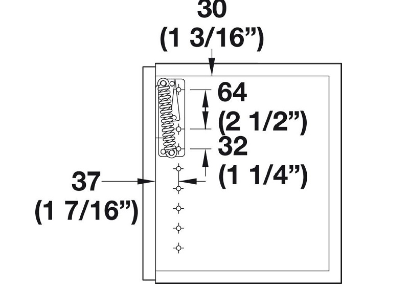 Brazo heavy duty blanco para puerta de gabinete, instalación izquierda - 372.49.701