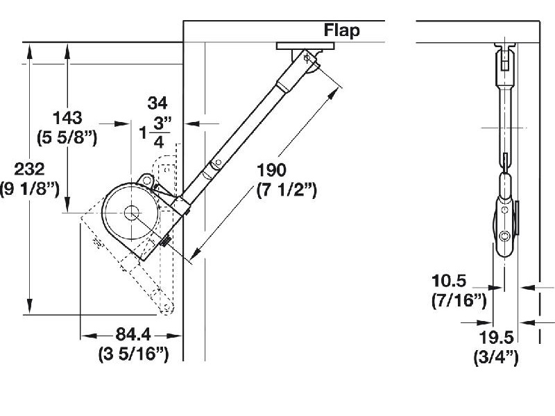 Brazo con articulación, suave y silencioso, color negro - 365.31.300