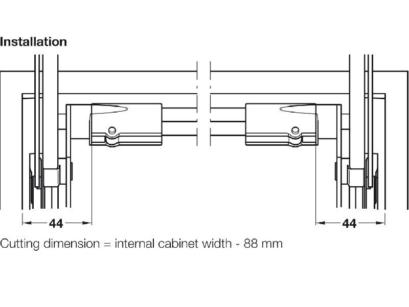 Barra transversal para brazos elevables modelos 372.33.510 o 372.33.531. Ancho de gabinete máximo 35-7/16 in - 372.33.694