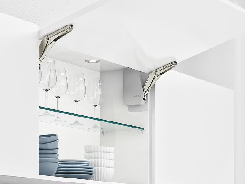 Hafele Free Flap 1.7 model C, con cierre lento (soft close), de acero niquelado de plástico gris - 372.91.322