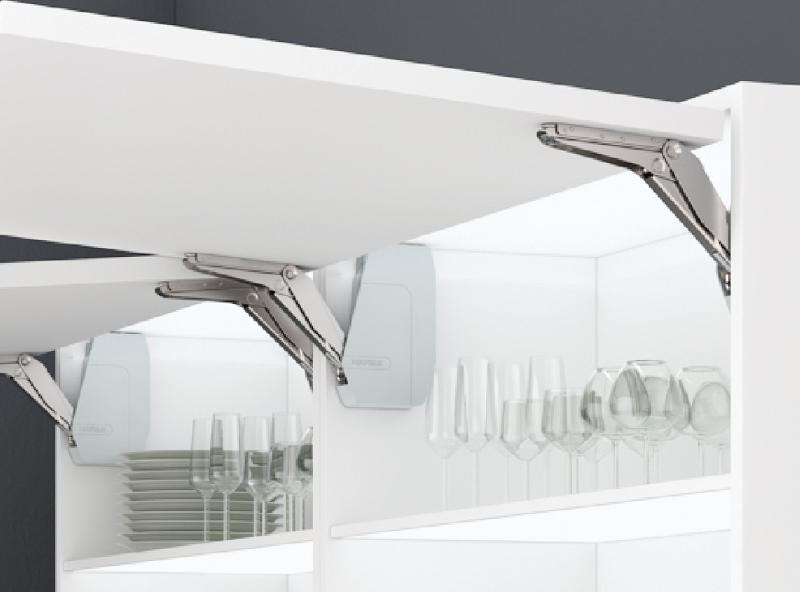 Hafele Free Flap 3.15 model F, con cierre lento (soft close), de acero niquelado de plástico gris - 372.91.332