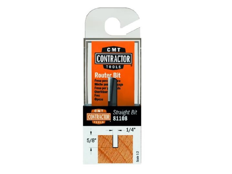 CMT 81108 Contractor Straight Bit, 1/4-inch Diameter, 1/4-inch Shank