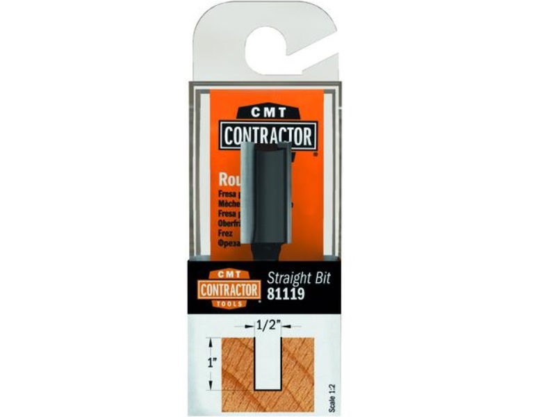 CMT 81119 Contractor Straight Bit, 1/2-inch Diameter, 1/4-inch Shank