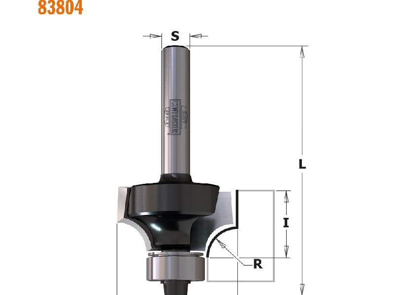 CMT 83804 Contractor Roundover & Beading Bit, 1-inch Diameter, 1/4-inch Radius, 1/4-inch Shank