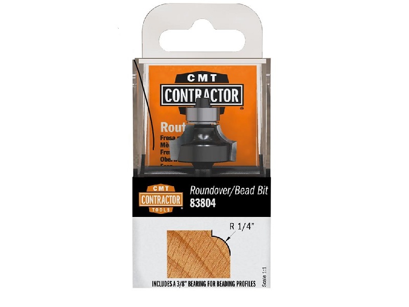 CMT 83804 Contractor Roundover & Beading Bit, 1-inch Diameter, 1/4-inch Radius, 1/4-inch Shank