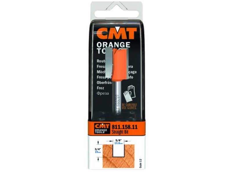 CMT 811.158.11 Straight Bit, 1/4-Inch Shank, 5/8-Inch Diameter, Carbide-Tipped