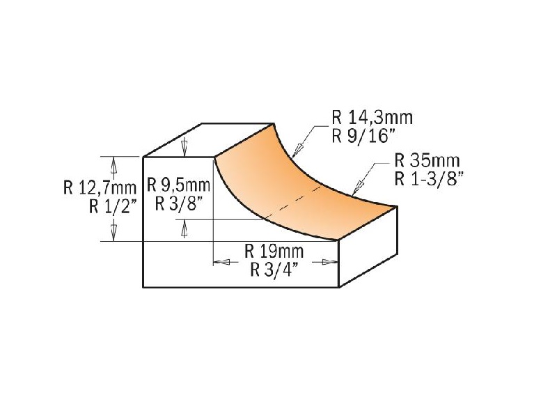 CMT 837.350.11 Cove Bit, 1/4-Inch Shank, 1/2-Inch Radius, Carbide-Tipped
