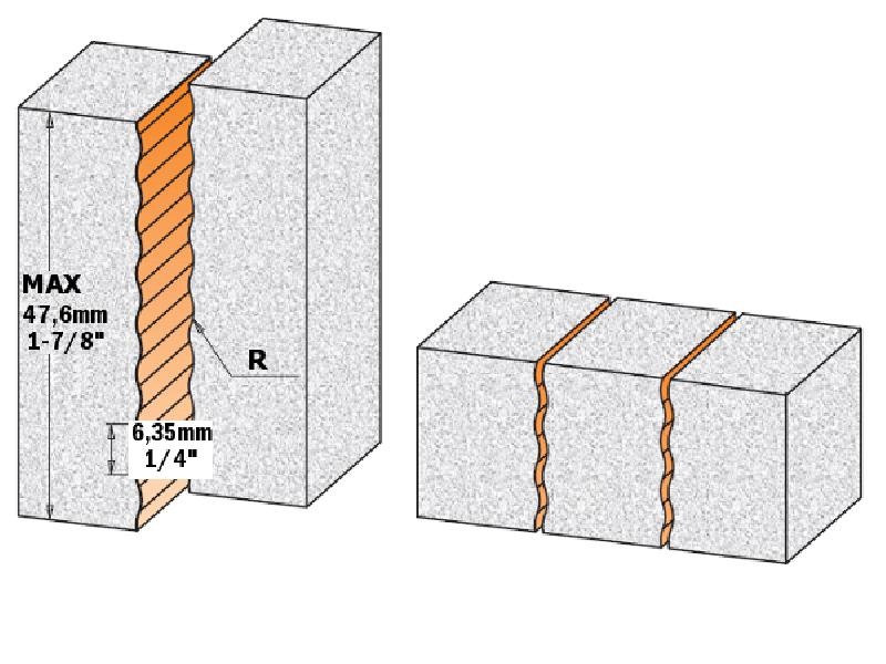 CMT 881.531.11 Wavy Joint Bit for Solid Surface, 5/8-Inch Diameter, 1/2-Inch Shank