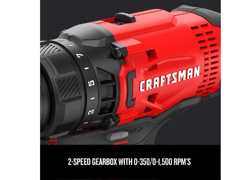 Kit de taladro/destornillador inalámbrico Craftsman V20, 1/2 in, batería y cargador incluidos - CMCD700C1