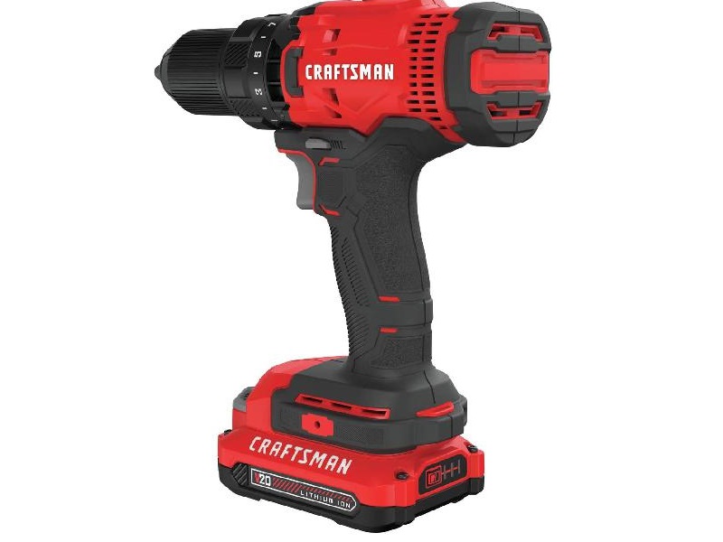 Kit de taladro/destornillador inalámbrico Craftsman V20, 1/2 in, batería y cargador incluidos - CMCD700C1