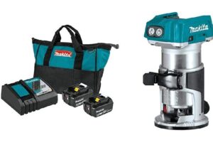 Router Inalámbrico Compact LXT® Litio?Ion de 18V sin Escobillas, Batería y Cargador Óptimo Rápido LXT® Litio?Ion de 18V (4.0Ah) Makita - BL1840BDC2+XTR01Z