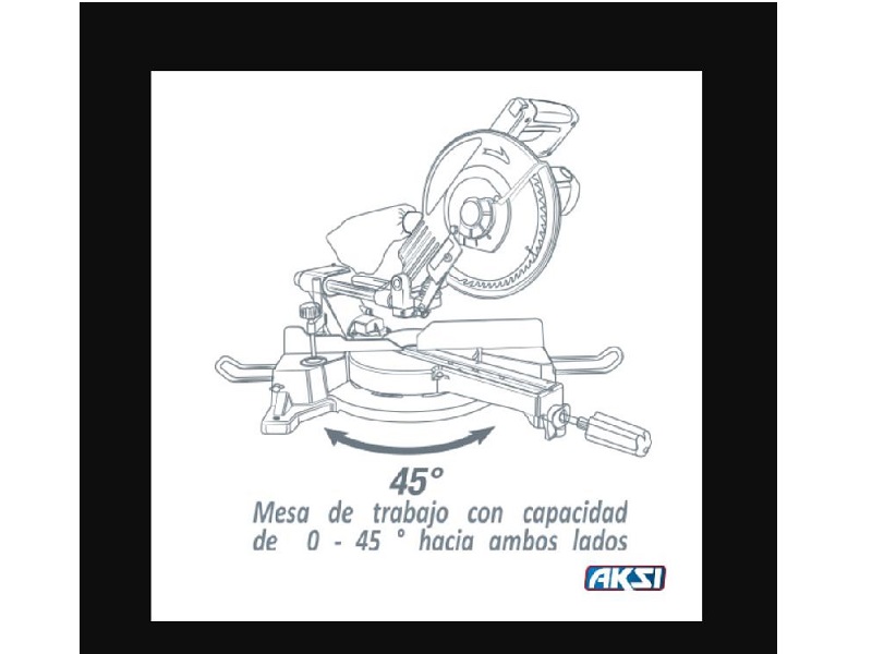 Sierra de inglete compuesta 10 in, 1800 W, Corte bisel -45° a 45° AKSI - 197202