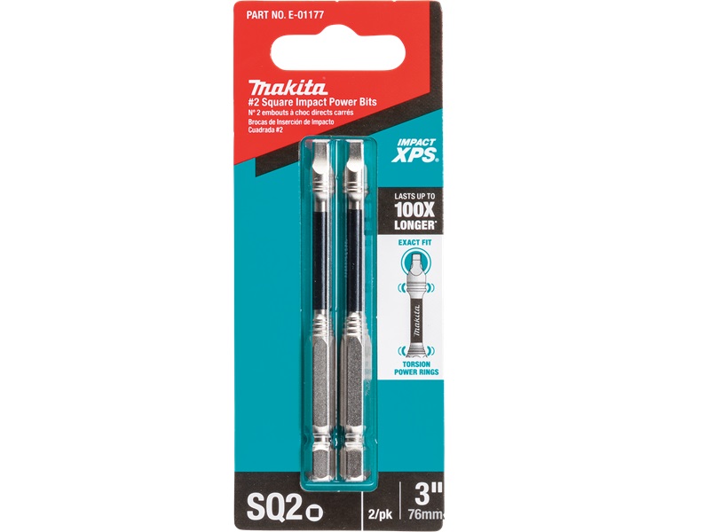 Punta de taladro reforzada de 3 in cuadrada #2 Impact XPS®, paquete de 2 unidades