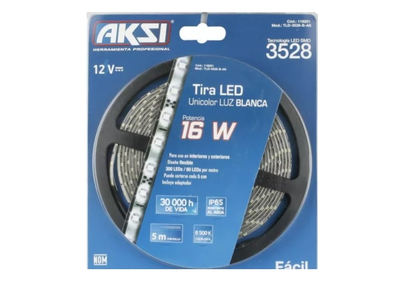 Tira de luces LED, luz blanca, 6500K 16 ft (LED strip) - 118201 HDL015-01