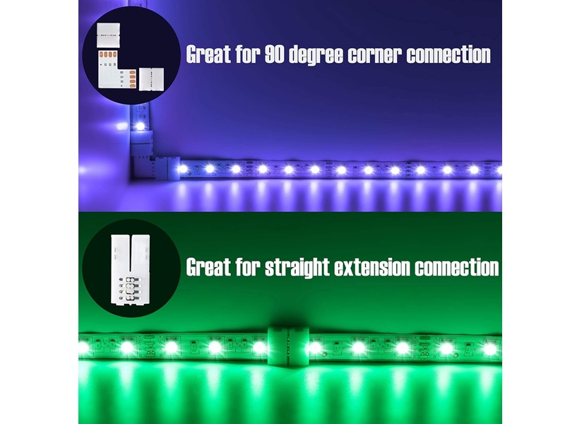 Conector en L (90°) para conectar conectores de 4 pines para tira LED RGB de 10mm