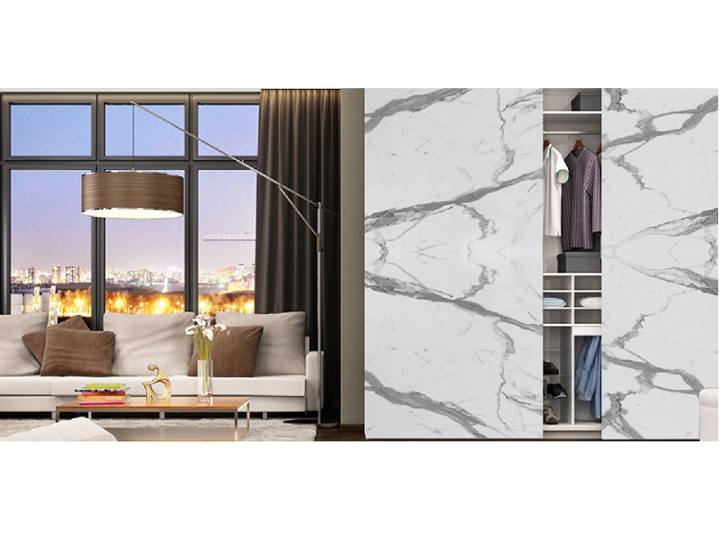 Laminado Greenlam para tope 5574-38 - Statuario - Textura - 30x12 - Postformable - con film protector