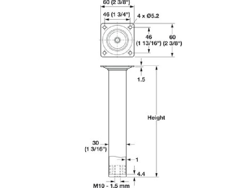 Pata Hafele 4 in polished chrome 635.48.210 set de 4 unidades