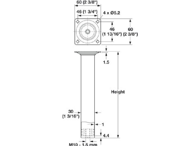 Pata Hafele 6 in polished chrome 635.48.215 set de 4 unidades