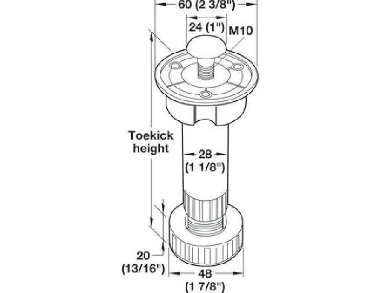 Pata de plástico ajustable para muebles de 5 in a 6 in
