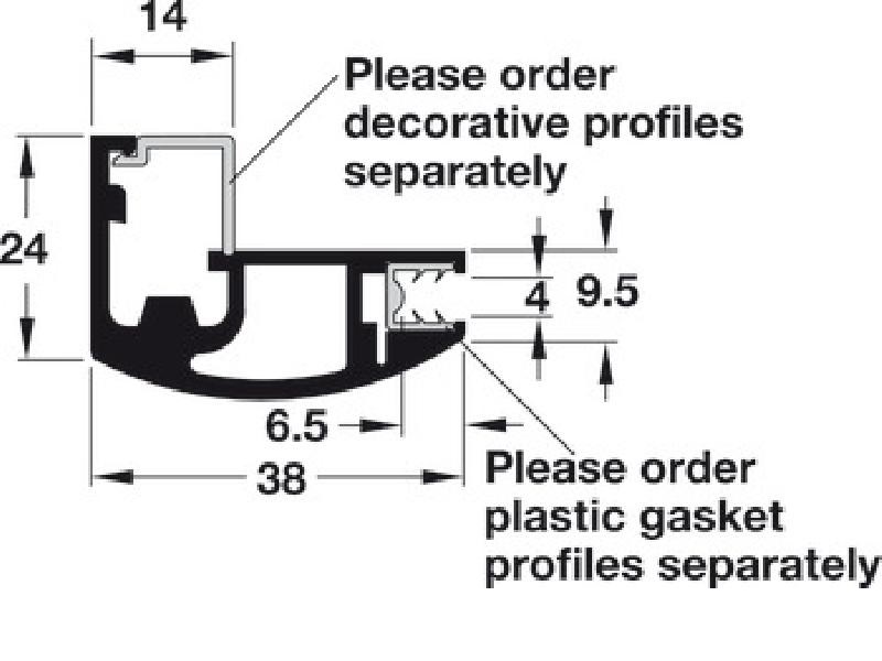 Perfil de marco de puerta de aluminio ovalado plateado de 1-1/2 in x 8.2 ft Hafele - 563.27.902