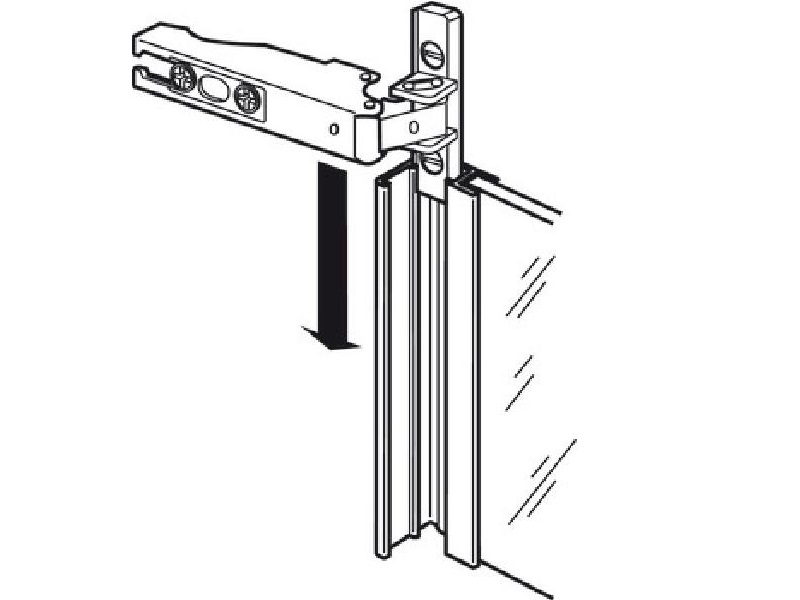 Gozne para perfil de aluminio con placa Hafele (563.25.940 + 316.51.504) - por unidad