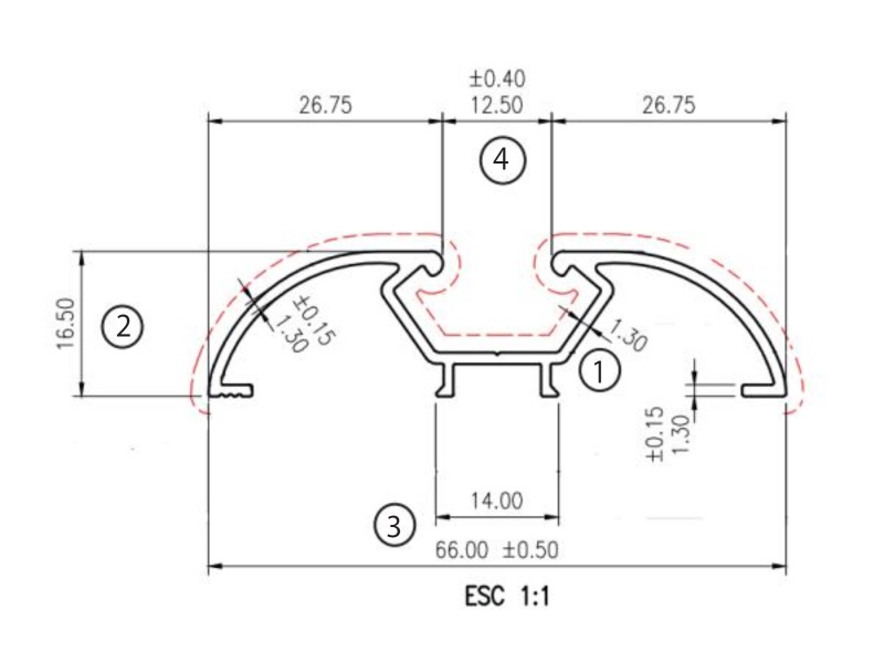 Medio perfil estructural ovalado de aluminio Mobile, color negro, 9ft 10in - PERALM87NG