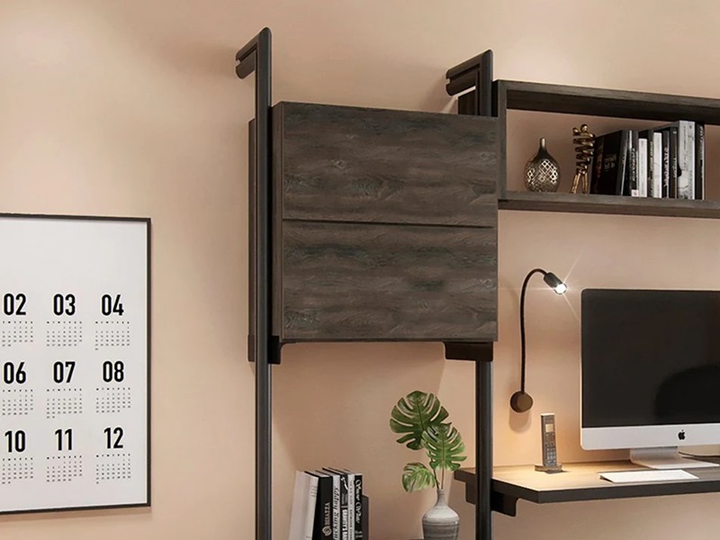 Kit negro para soporte de gaveta Mobile para perfil estructural ovalado. Incluye 2 soportes, tornillos y prisioneros - KSALUECNG